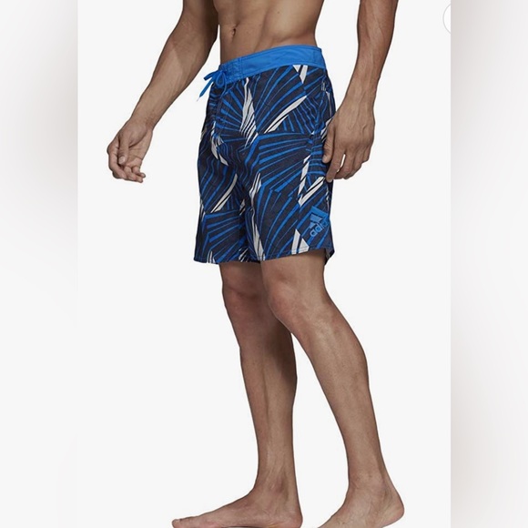 Adidas Mens Graphic Tech Swimming Shorts Navy Boardshorts Men’s FJ3908 Size 29” - Picture 2 of 10